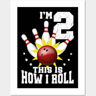 Bowling 2nd Birthday Bday Party Kids 2 years Old Bowler Posters and Art